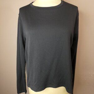 Lululemon Women's 10 Black Perforated Long Sleeve Jersey Knit Top Crew Neck